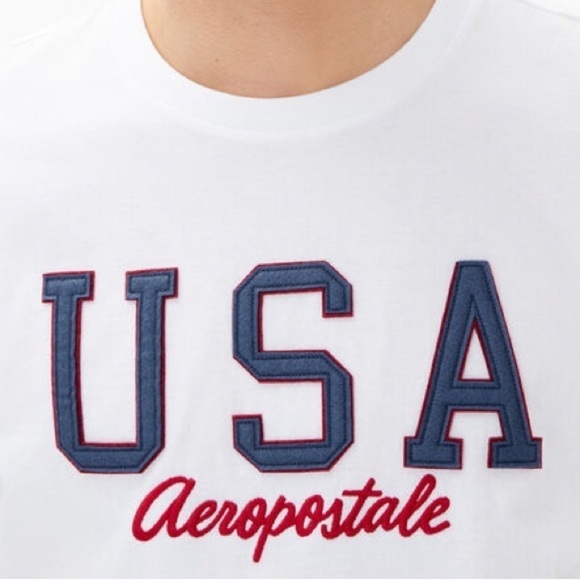 Aeropostale USA Appliqué Graphic Aero Short Sleeve T-Shirt Tee NWT White XS - Picture 5 of 6